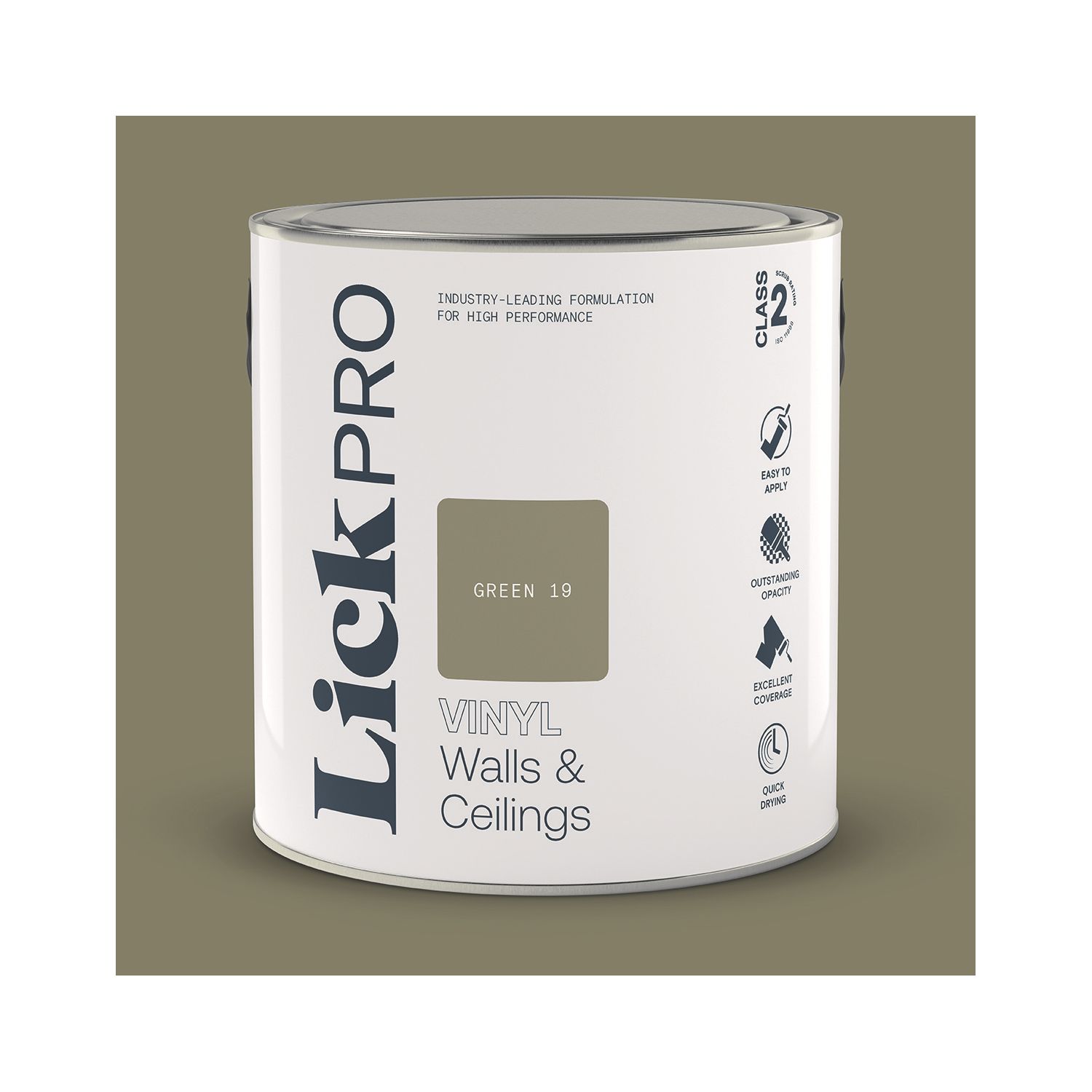 LickPro 2.5Ltr Green 19 Vinyl Matt Emulsion Paint (221TM)