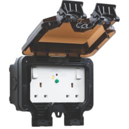 Knightsbridge  IP66 13A 2-Gang DP Weatherproof Outdoor Switched Passive RCD Socket