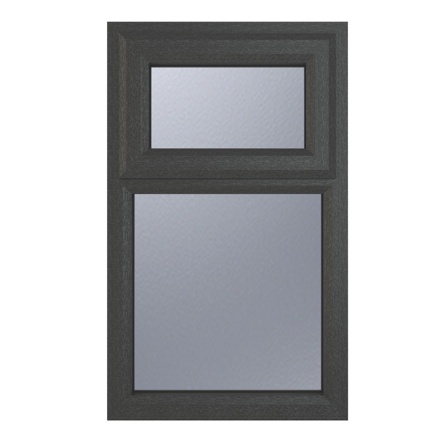 Crystal Top Opening Obscure Double-Glazed Casement Anthracite on White uPVC Window 905mm x 965mm (221VH)