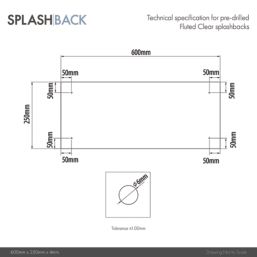 Splashback  Bathroom Splashback Fluted Clear with Matt Black Caps 250mm x 600mm x 4mm