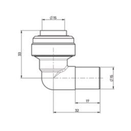 ETAL  Brass Push-Fit Equal 90° Stem Elbow 15mm 2 Pack