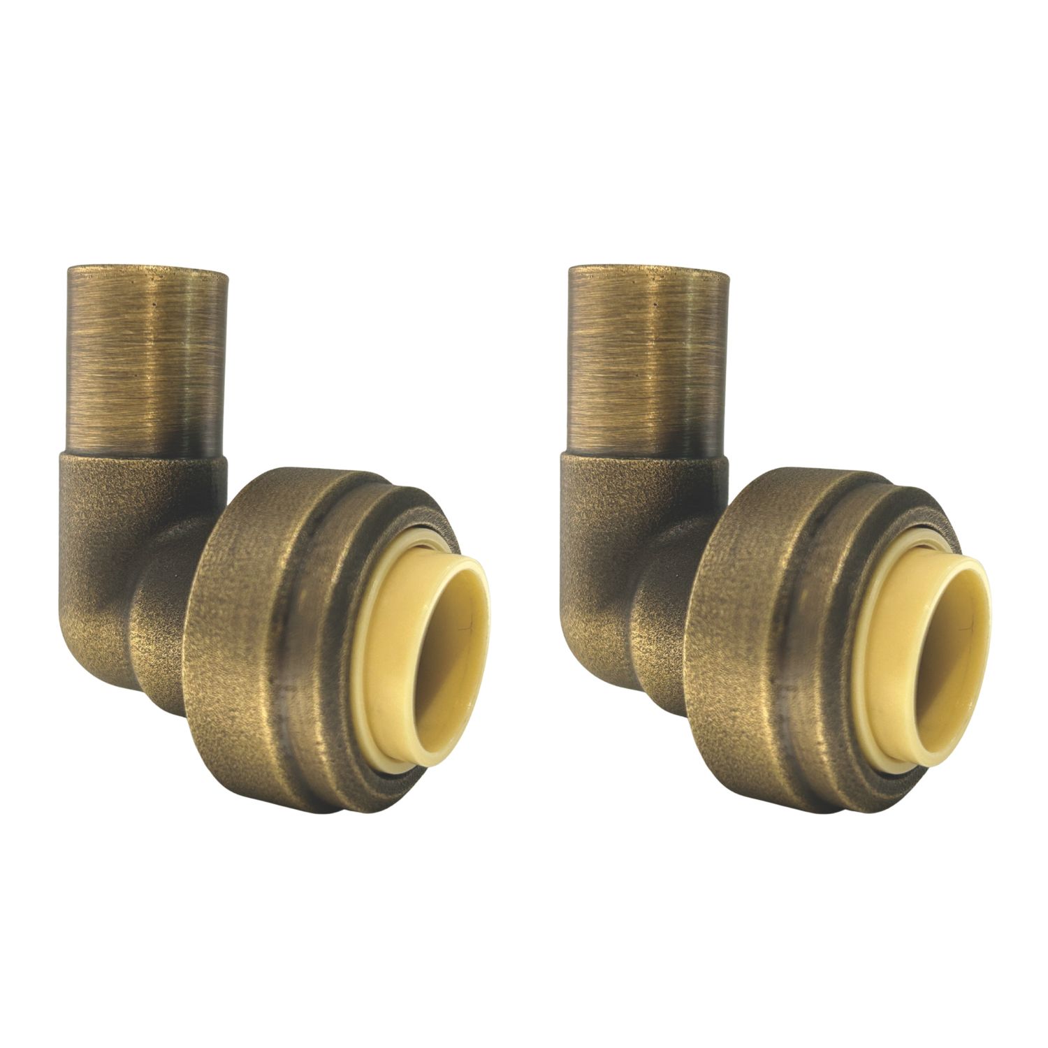 ETAL Brass Push-Fit Equal 90° Stem Elbow 15mm 2 Pack (221YU)