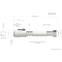 JG Speedfit Push-Fit Union Nuts with Service Valve 15mm x 1/2" x 300mm 2 Pack