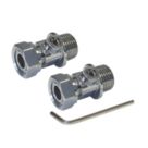 Thomas Dudley Ltd 15mm Compression x 1/2" BSP Male 54mm Chrome Radiator Tail  2 Pack