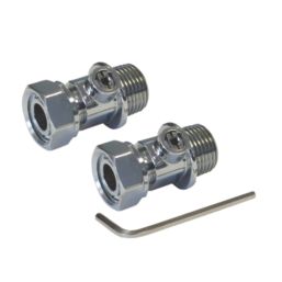 Thomas Dudley Ltd 15mm Compression x 1/2" BSP Male 54mm Chrome Radiator Tail  2 Pack