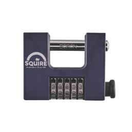 Squire  Weatherproof  Combination Block Padlock Blue/Chrome 85mm