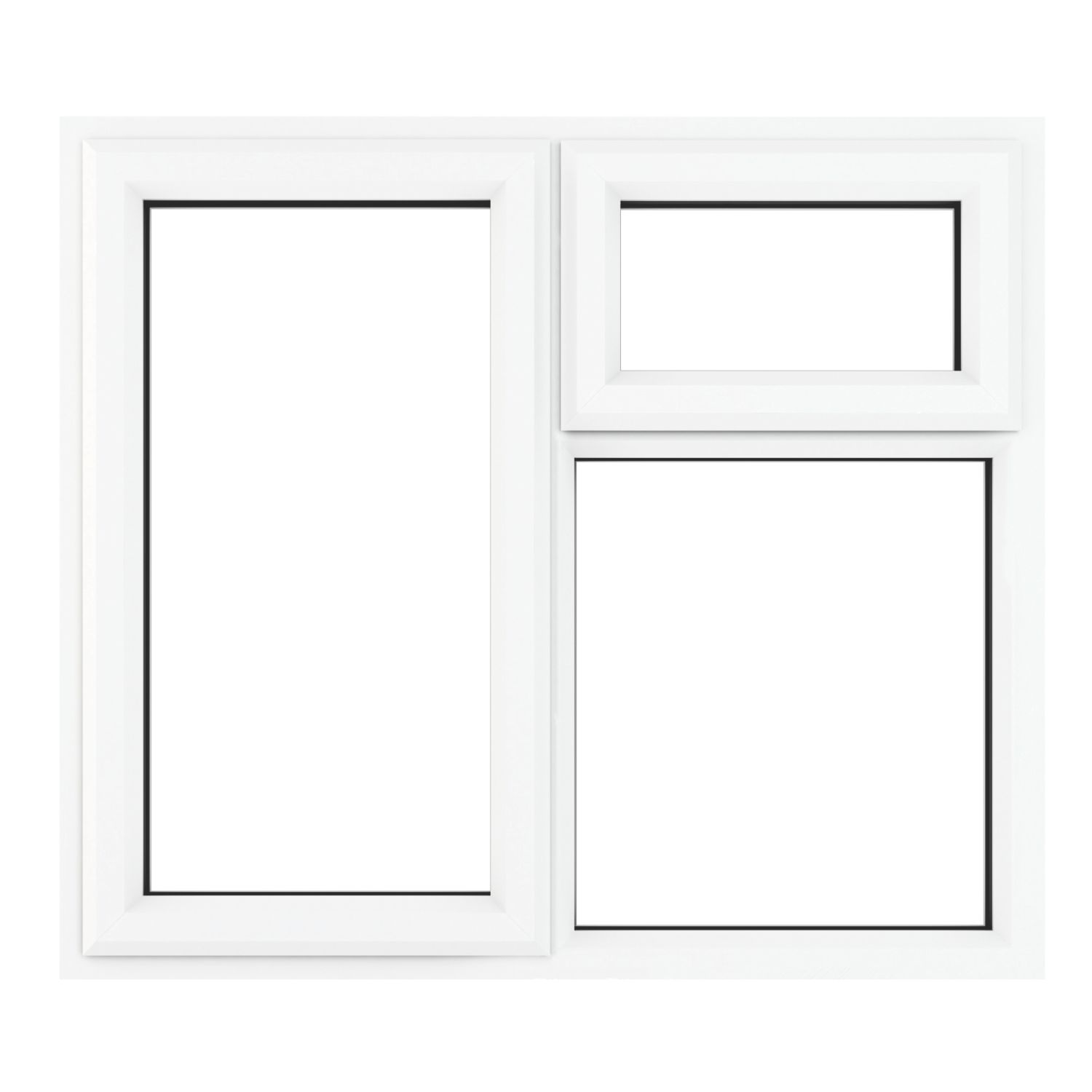 Crystal Left-Hand & Top Opening Clear Triple-Glazed Casement White uPVC Window 1190mm x 1115mm (222JM)