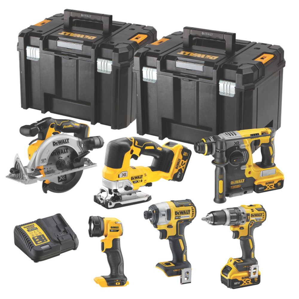 DeWalt DCK690P3T-GB 18V 3 5.0Ah Li-Ion Brushless Cordless 6-Piece Tool Kit - Screwfix