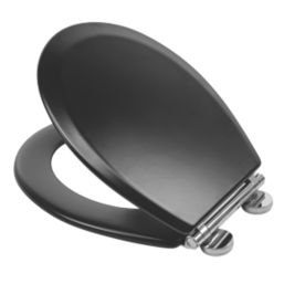 Croydex Lene Soft-Close with Quick-Release Toilet Seat Moulded Wood Black