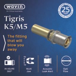 Wavin Tigris  Multi-Layer Composite Press-Fit Adapting Coupler to Copper 16mm x 15mm 5 Pack