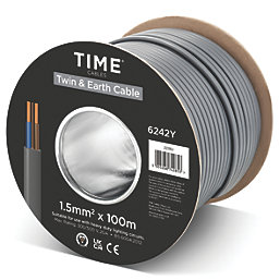Time 6242Y Grey 1.5mm²  Twin & Earth Cable 100m Drum