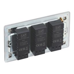 LAP  3-Gang 2-Way LED Dimmer Switch  Brushed Steel with Colour-Matched Inserts