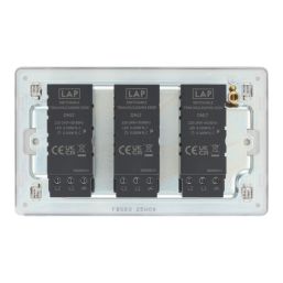 LAP  3-Gang 2-Way LED Dimmer Switch  Brushed Steel with Colour-Matched Inserts