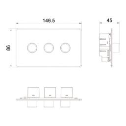 LAP  3-Gang 2-Way LED Dimmer Switch  Brushed Steel with Colour-Matched Inserts