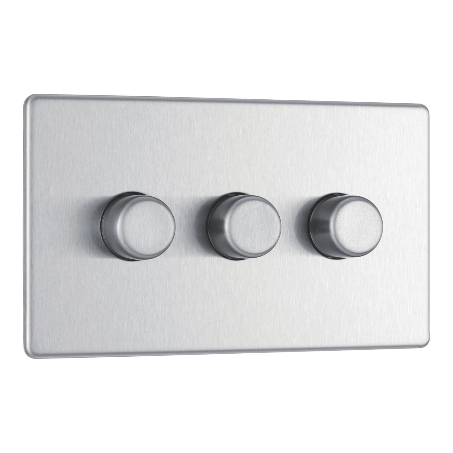 LAP 3-Gang 2-Way LED Dimmer Switch Brushed Steel with Colour-Matched Inserts (223CN)
