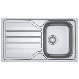 Franke Flash 1 Bowl Stainless Steel Inset Sink with Reversible Drainer  860mm x 500mm