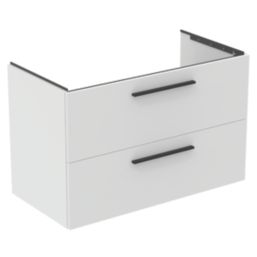 Ideal Standard i.life B Wall Hung Vanity Unit with Black Handles & Basin Matt White 1000mm x 505mm x 630mm