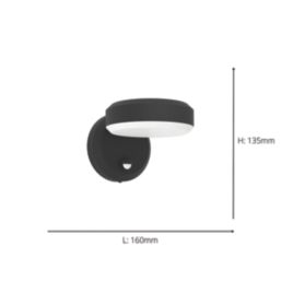 Eglo Fornaci Outdoor LED Wall Light With PIR Sensor Black 3.6W 960lm
