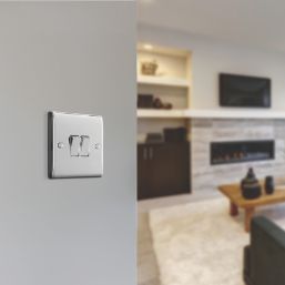 British General Nexus Metal 20A 16AX 2-Gang 2-Way Light Switch  Polished Chrome