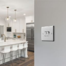 British General Nexus Metal 20A 16AX 2-Gang 2-Way Light Switch  Polished Chrome