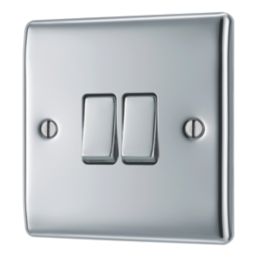 British General Nexus Metal 20A 16AX 2-Gang 2-Way Light Switch  Polished Chrome