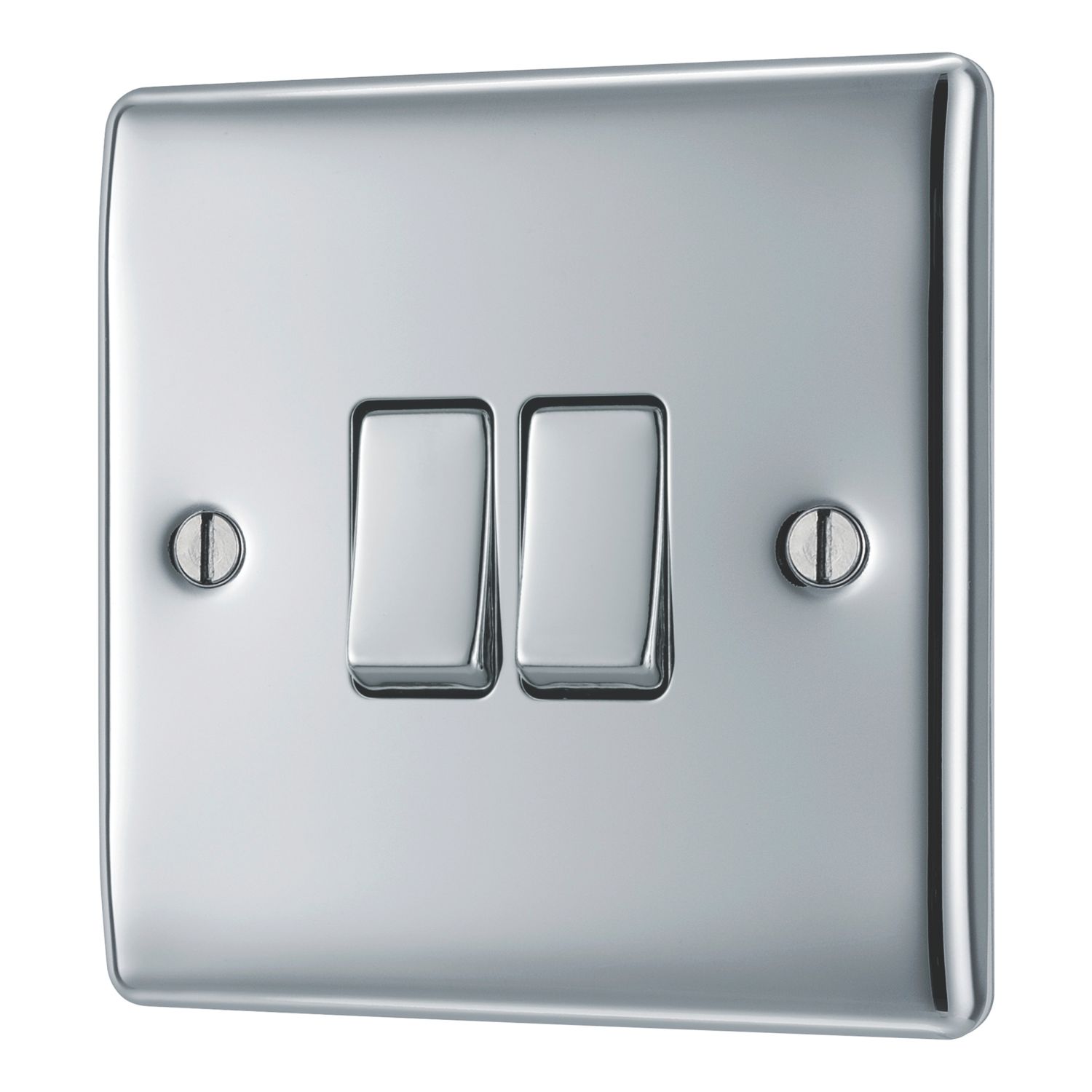 British General Nexus Metal 20A 16AX 2-Gang 2-Way Light Switch Polished Chrome (223RW)