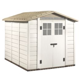 Shire Tuscany Evo 240 6' 6" x 8' (Nominal) Apex Plastic Tool Store Ivory/Brown