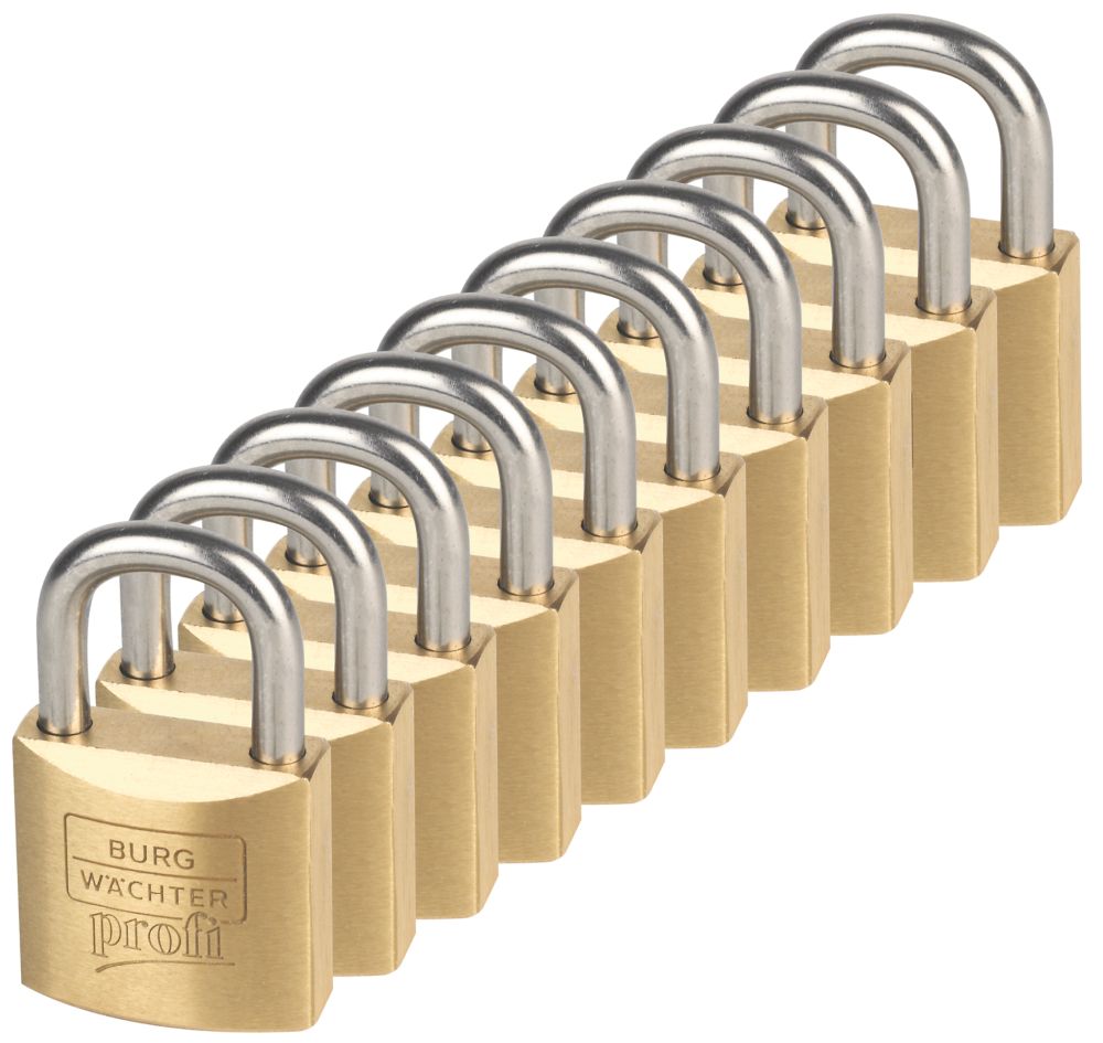 Burg-Wachter  Brass Keyed Alike Water-Resistant   Padlocks 30mm 10 Pack