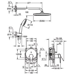 Grohe Start HP Rear-Fed Concealed Chrome  Shower System