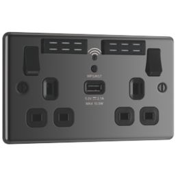 LAP  13A 2-Gang SP Switched Wi-Fi Extender Socket + 2.1A 10.5W 1-Outlet Type A USB Charger Black Nickel with Black Inserts