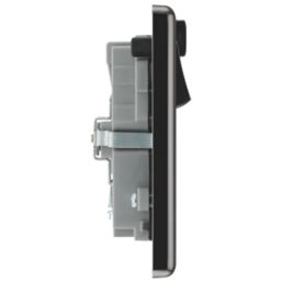 LAP  13A 2-Gang SP Switched Wi-Fi Extender Socket + 2.1A 10.5W 1-Outlet Type A USB Charger Black Nickel with Black Inserts