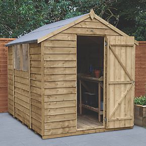 forest 6' x 8' nominal apex overlap timber shed with