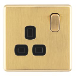 Arlec  13A 1-Gang SP Switched Socket Gold  with Black Inserts
