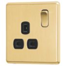 Arlec  13A 1-Gang SP Switched Socket Gold  with Black Inserts