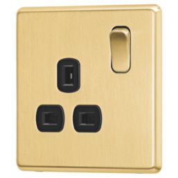 Arlec  13A 1-Gang SP Switched Socket Gold  with Black Inserts