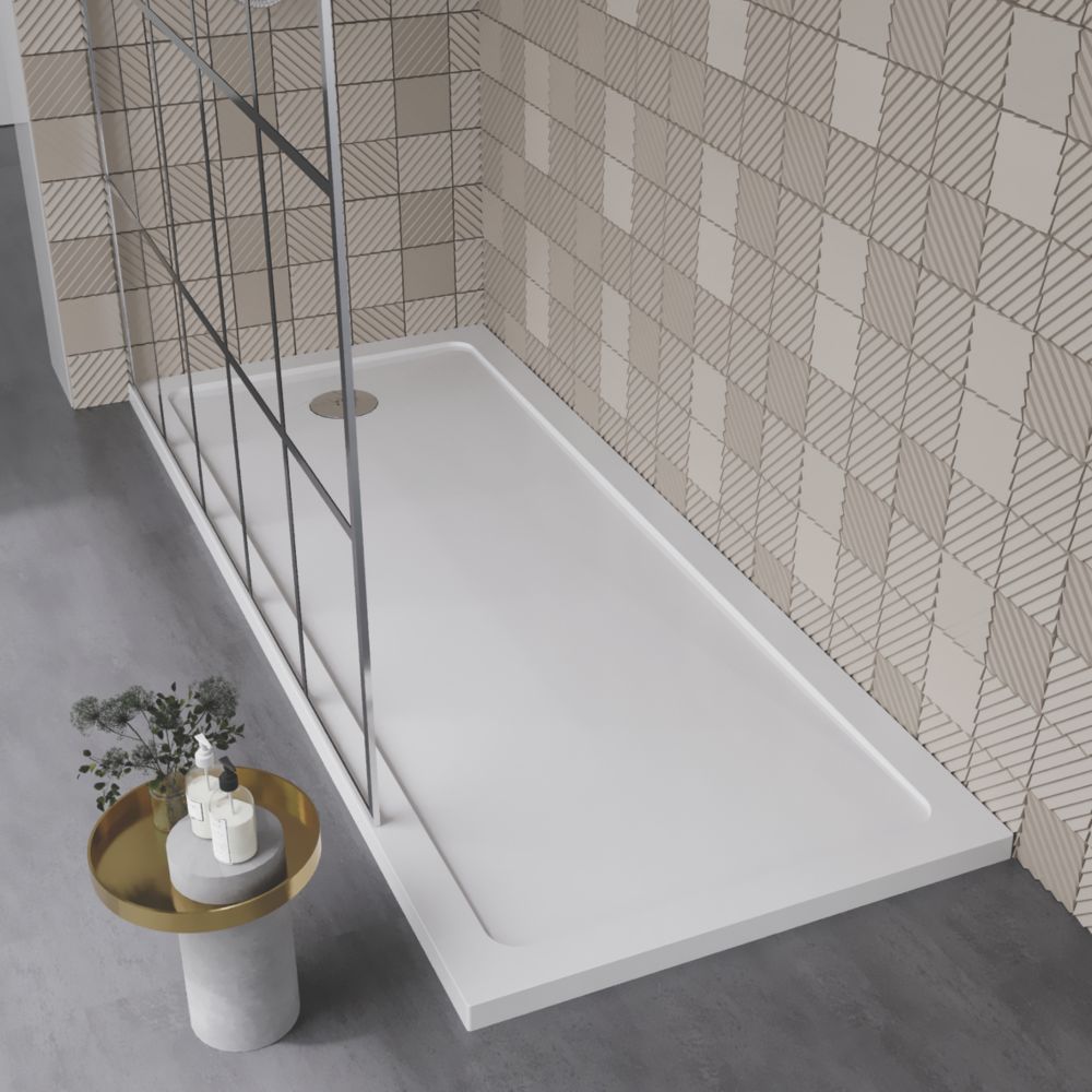 ETAL Pearlstone Matrix Rectangular Bath Replacement Shower Tray White
