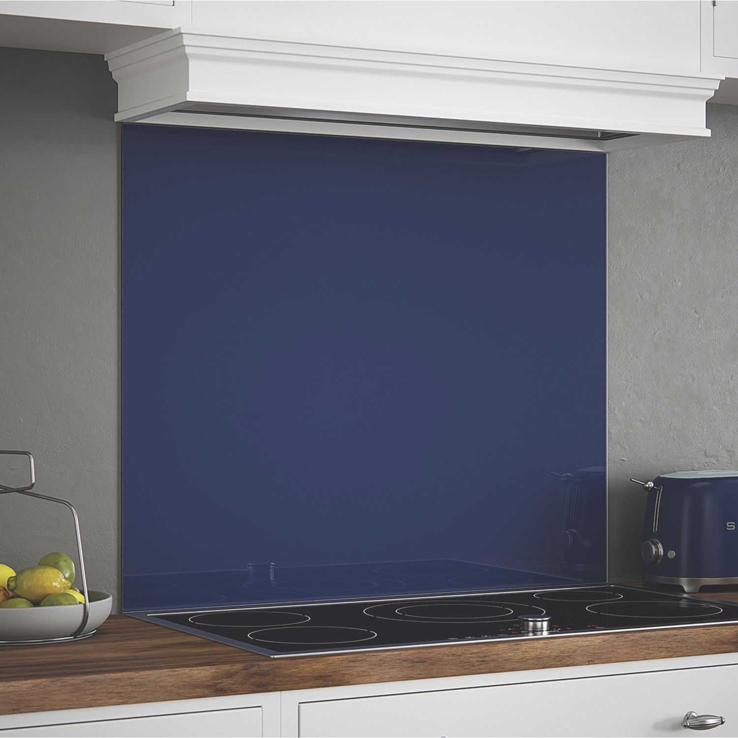 Splashback Midnight Blue Self-Adhesive Glass Kitchen Splashback 900mm x 750mm x 6mm (224RX)