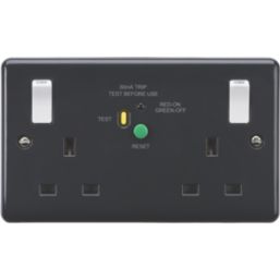 Knightsbridge Part M 13A 2-Gang DP Switched Passive Type A RCD Socket Anthracite