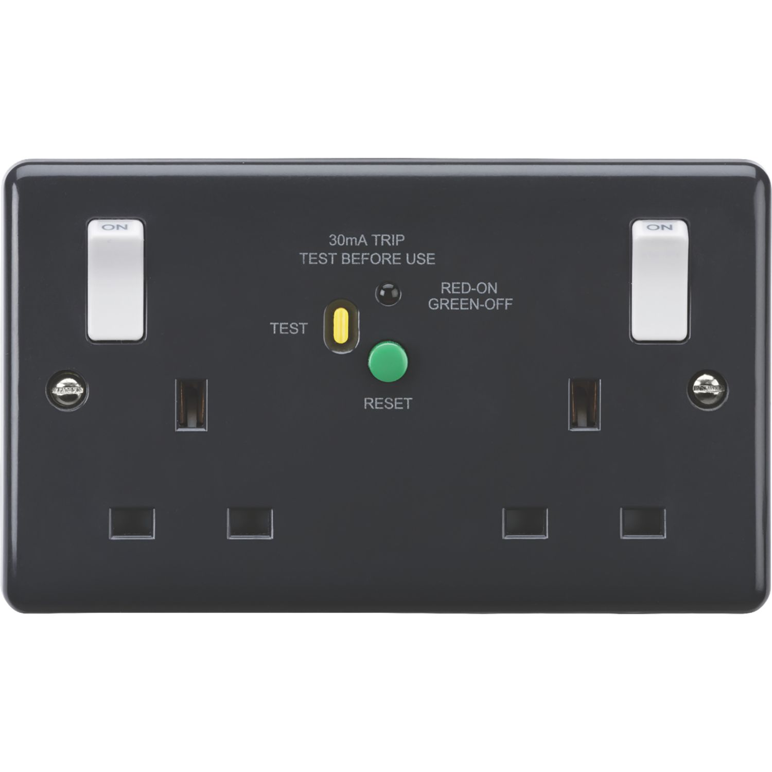 Knightsbridge Part M 13A 2-Gang DP Switched Passive Type A RCD Socket Anthracite (224YA)