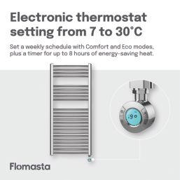 Flomasta 1100mm x 500mm 853BTU Chrome Curved Electric Towel Radiator