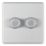 LAP  2-Gang 2-Way LED Dimmer Switch  Brushed Steel with Colour-Matched Inserts