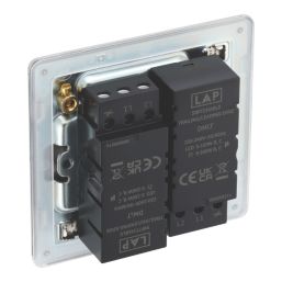 LAP  2-Gang 2-Way LED Dimmer Switch  Brushed Steel with Colour-Matched Inserts