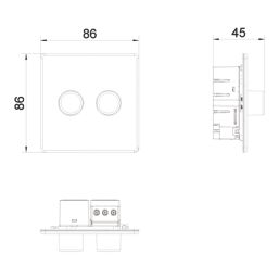 LAP  2-Gang 2-Way LED Dimmer Switch  Brushed Steel with Colour-Matched Inserts