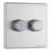 LAP  2-Gang 2-Way LED Dimmer Switch  Brushed Steel with Colour-Matched Inserts
