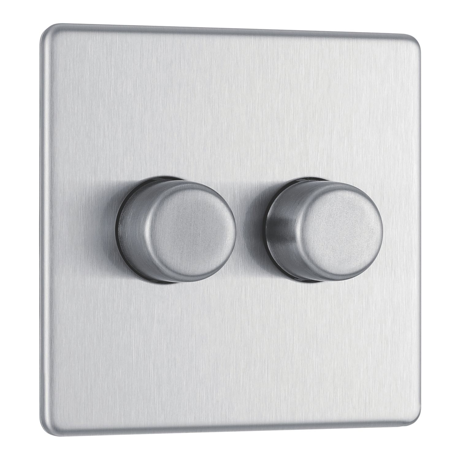 LAP 2-Gang 2-Way LED Dimmer Switch Brushed Steel with Colour-Matched Inserts (225CN)