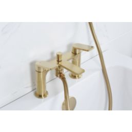 Bristan Frammento Brushed Brass 150mm Deck Mounted Dual Control Manual Shower Mixer Tap