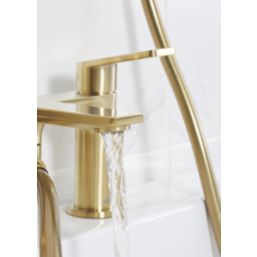 Bristan Frammento Brushed Brass 150mm Deck Mounted Dual Control Manual Shower Mixer Tap