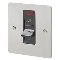 MK Edge 32A 1-Gang DP Control Switch Brushed Stainless Steel with Neon with Black Inserts