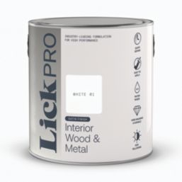LickPro 2.5Ltr White 01 Satin Water-Based Trim Paint