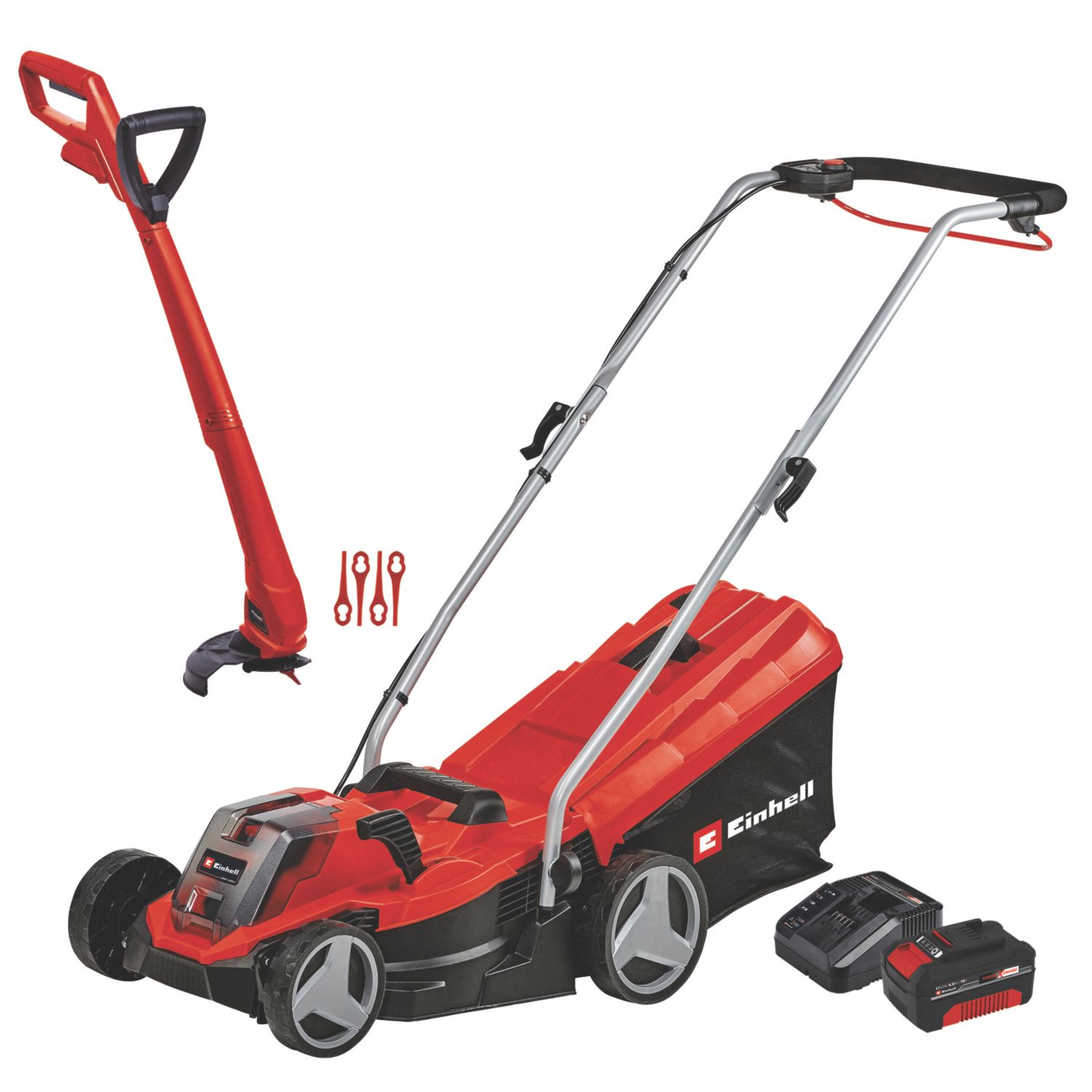 Einhell GE-CM 18/33-2 Li 18V 1 x 4.0Ah Li-Ion Power X-Change Cordless Mower & Trimmer Set (225PW)
